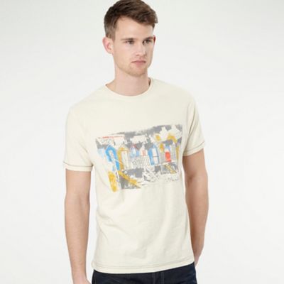 Natural beach hut motif t-shirt