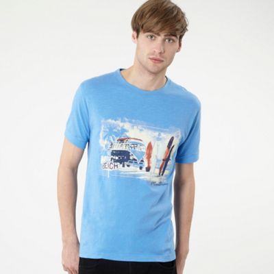Blue caravan motif t-shirt