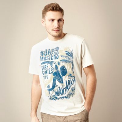 Cream surfer print t-shirt