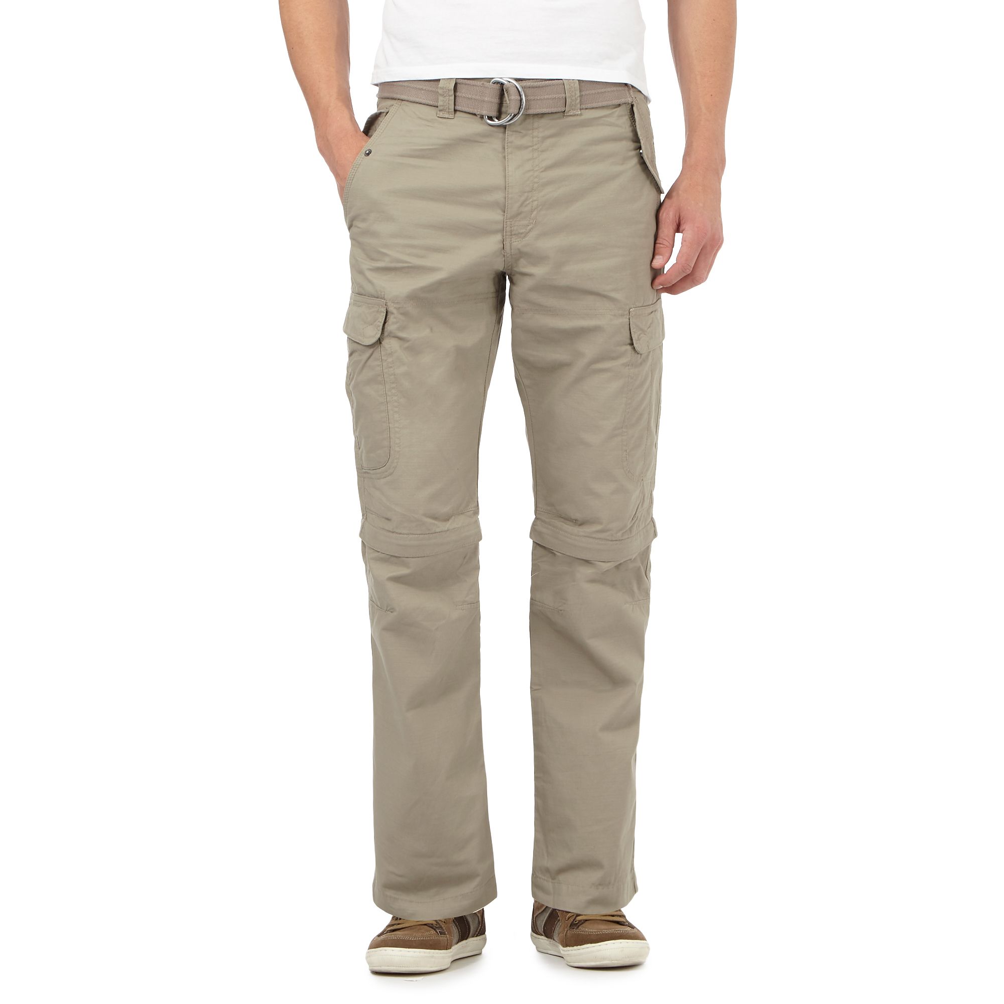 Mantaray Mens Taupe Zip Off Legs Belted Cargo Trousers From Debenhams | eBay