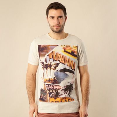 Cream Cuban motif printed t-shirt                                                                                               