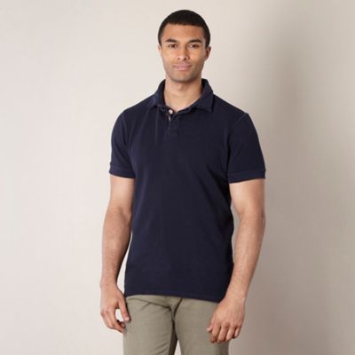 Big and tall navy double collar pique polo shirt                                                                                