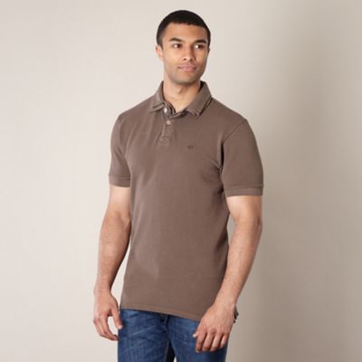 Big and tall brown double collar pique polo shirt                                                                               