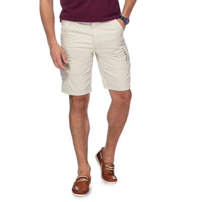 Cream linen blend cargo shorts                                                                                                  