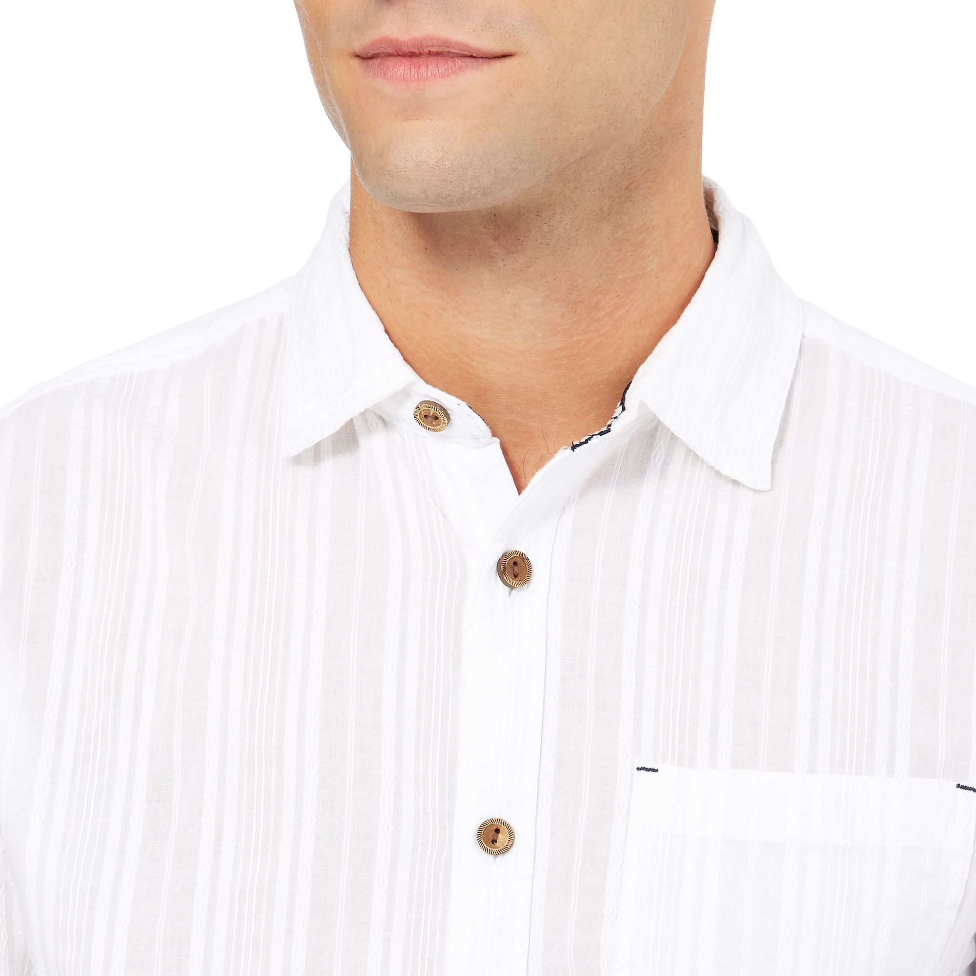 Mantaray Mens Big And Tall White Textured Short Sleeve Shirt From