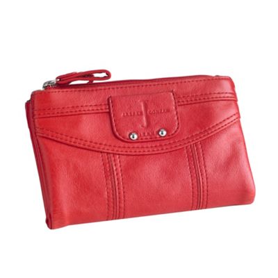 Red exposed stitch detail purse