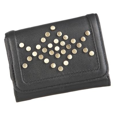 Black small studded flapover purse