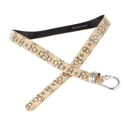 Beige Snakeskin Print Hip Belt                                                                                                  