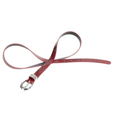 Schmaler, roter Gürtel in Schlangenhaut-Optik                                                                                  