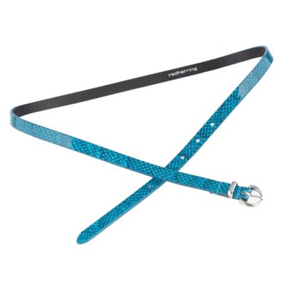 Turquoise mock snake skin patent belt Thumbnail Image