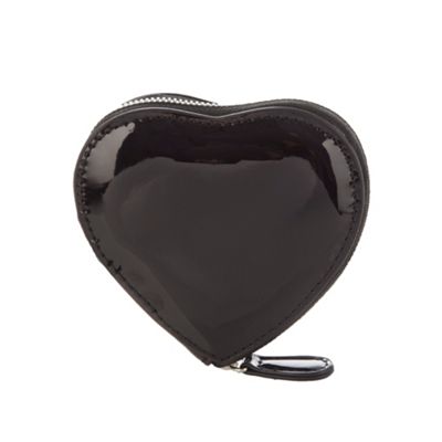 Black patent heart coin purse