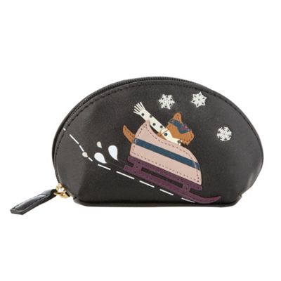 Black appliqued and embossed coin purse