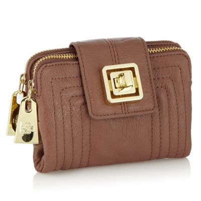 Light Brown Geometric Twist Lock Fastened Purse