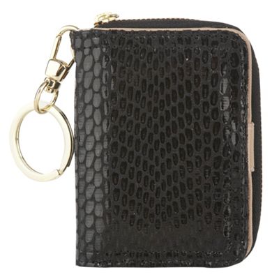 Black Mock Snakeskin Travel Card Purse                                                                                          