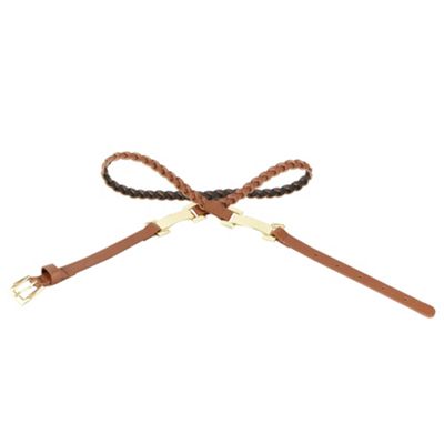 Tan Plaited Skinny Belt                                                                                                         