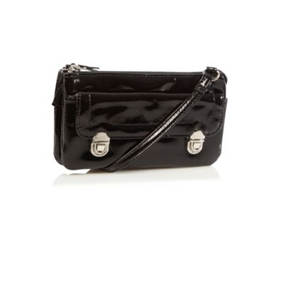 Designer Black Mini Purse On Strap                                                                                              