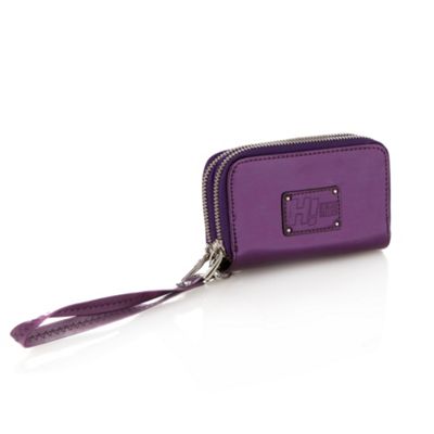 Designer Purple Metallic Double Zip Purse                                                                                       