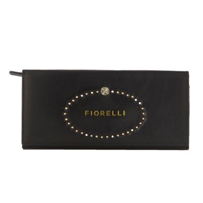 Black Studded Logo Leather Purse                                                                                                