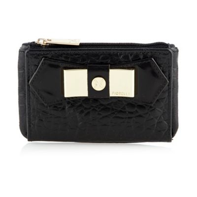 Black Mock-Crocodile Bow Coin Purse                                                                                             