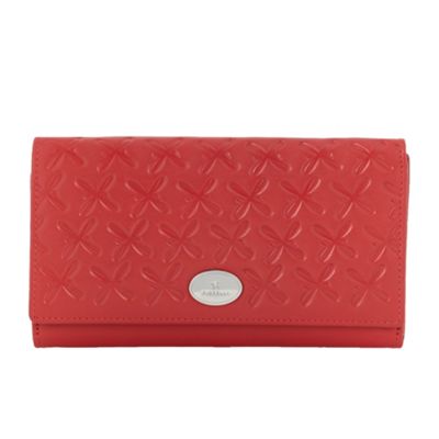 Red Large Logo Debossed Flap Purse                                                                                              