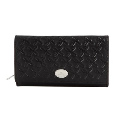 Black Large Logo Debossed Flap Purse                                                                                            