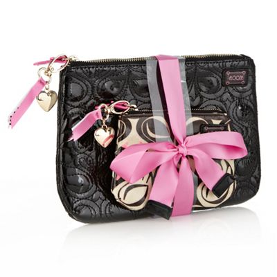 Designer Set Of Two Black Swan Cosmetic Purses                                                                                  