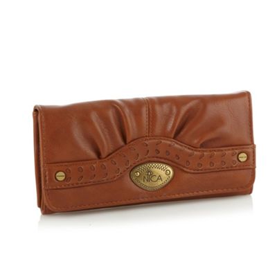 Brown Large Ruched Leather Look Purse