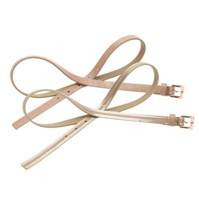 Set Of Two Light Pink Faux Leather Skinny Belts                                                                                 