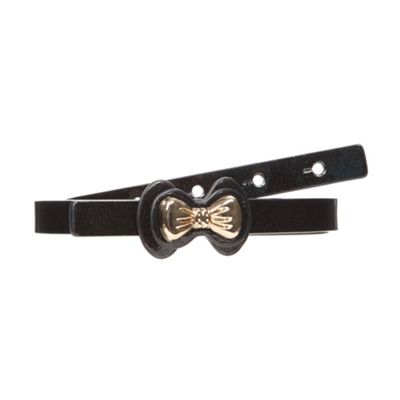 Black Bow Detail Skinny Waist Belt                                                                                              