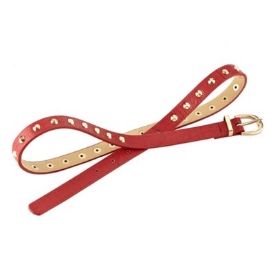 Red Faux Leather Studded Trouser Belt