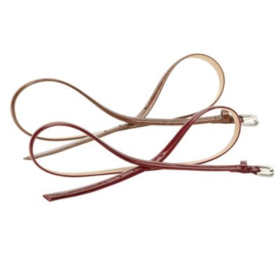 Set Of Two Red And Beige Skinny Patent Waist Belts                                                                              