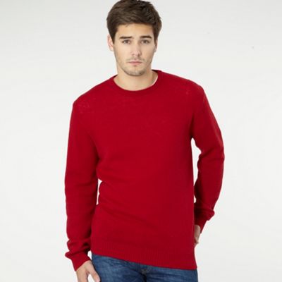 Red Lambswool Crew Neck Jumper