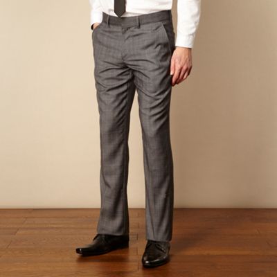 Grey fine checked tailored suit trousers                                                                                        