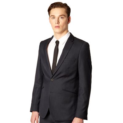 Navy wool blend tailored suit jacket                                                                                            
