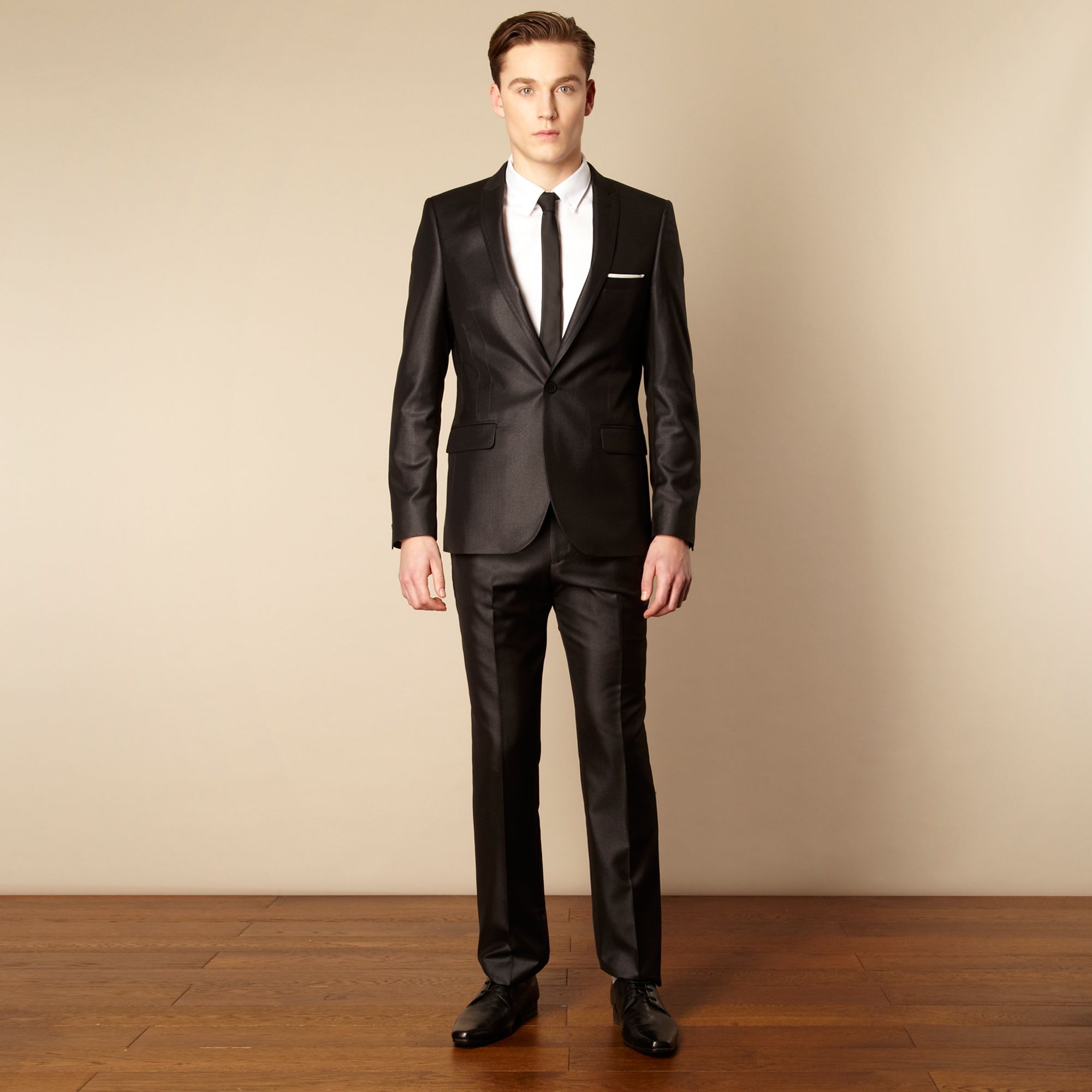 Red Herring Red Line Mens Black Chintz Tailored Suit Jacket From