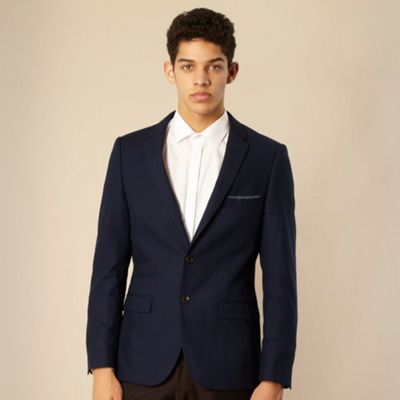 Navy polka dot trimmed suit jacket                                                                                              