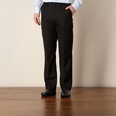 Big and tall black twill flat front trousers                                                                                    