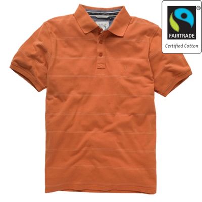 Light orange Fairtrade twin stripe polo shirt