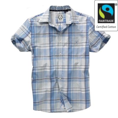Blue large check Fairtrade cotton shirt