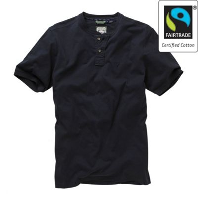Blue Fairtrade cotton grandad neck t-shirt