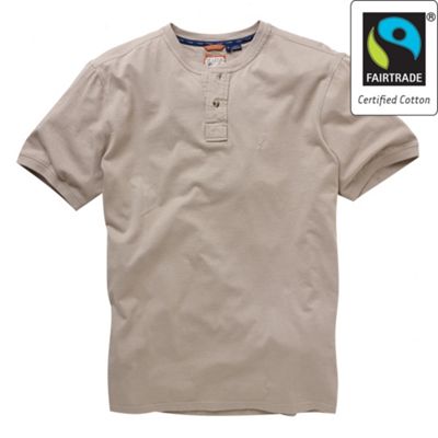 Maine New England FiveG Taupe Fairtrade grandad t-shirt