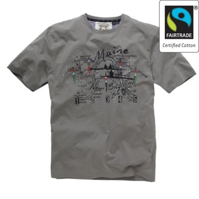 Grey Fairtrade rowing print t-shirt