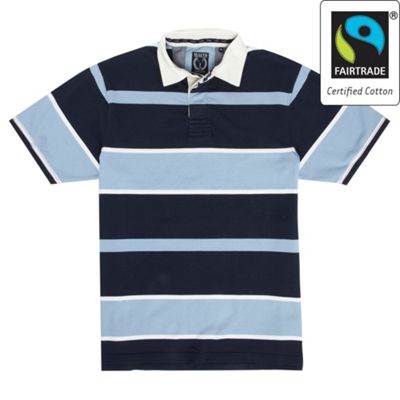 Light blue block striped rugby top