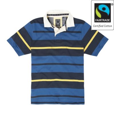 Fairtrade Maine5G Royal blue stripe rugby shirt