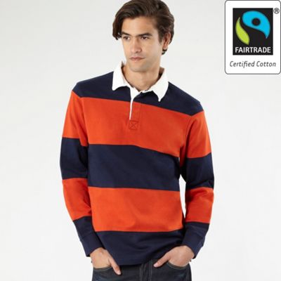 Fairtrade Maine5G Orange striped rugby shirt