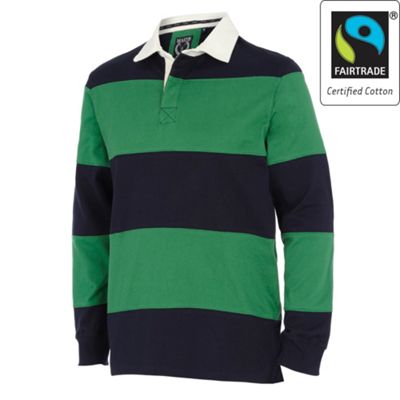 Fairtrade Maine5G Green striped rugby shirt