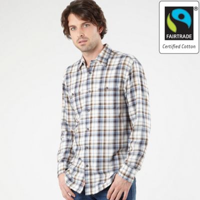 Natural brushed check long sleeved shirt