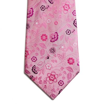Pink floral silk tie                                                                                                            