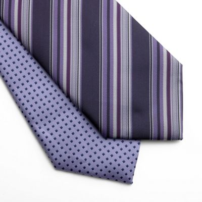 Pack of two purple striped and dot tie                                                                                          