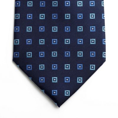 Blue Woven Silk Square Design Tie
